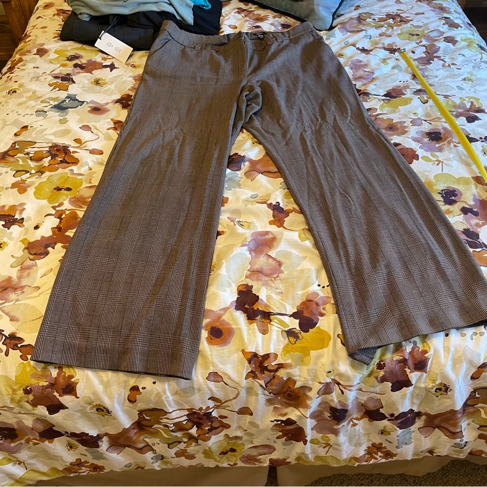 Brown/Teal Plaid H&M Boot Cut Pants Size 20